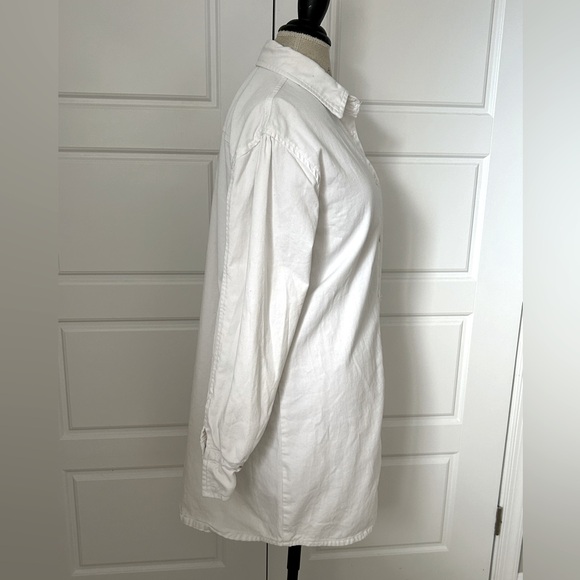 Avec les filles Anthropologie white Oxford button down shirt dress sz medium - Picture 3 of 9